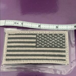 Gray and White American Flag Patch, Velcro back, New